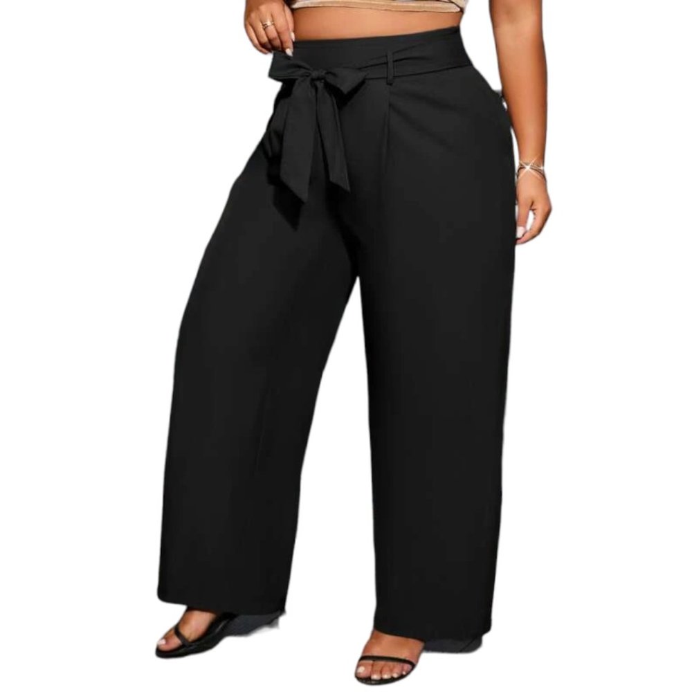 SHEIN SXY Plus Solid Slant Pocket Wide Leg Pants